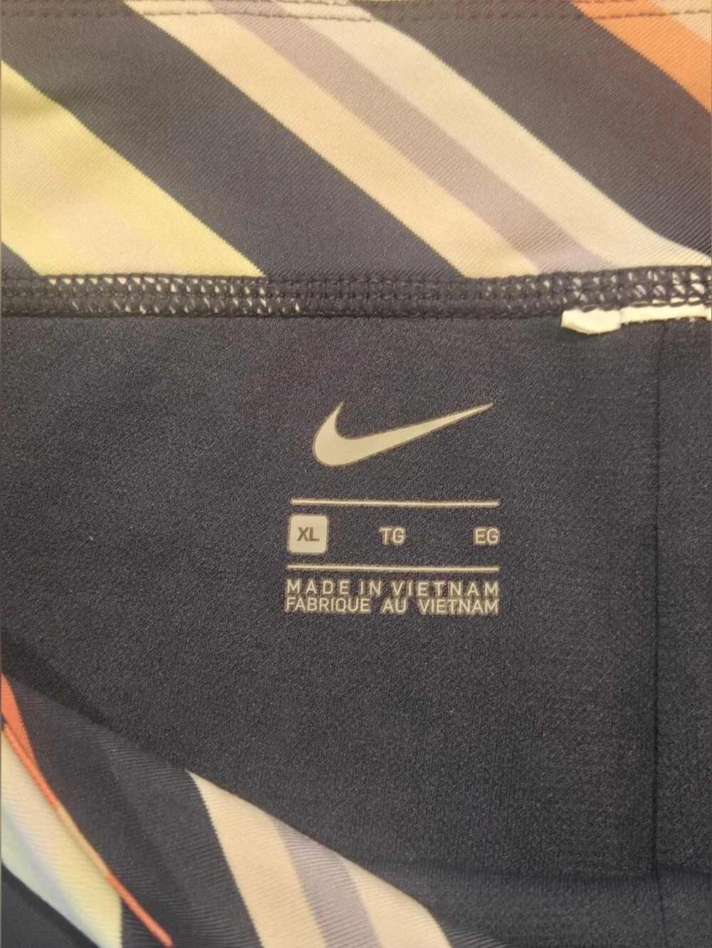 Nike Navy, Coral & White Striped High-Neck Bikini Set